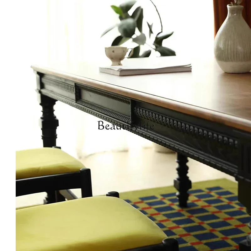 PG45American light luxury solid wood dining table French retro dining table