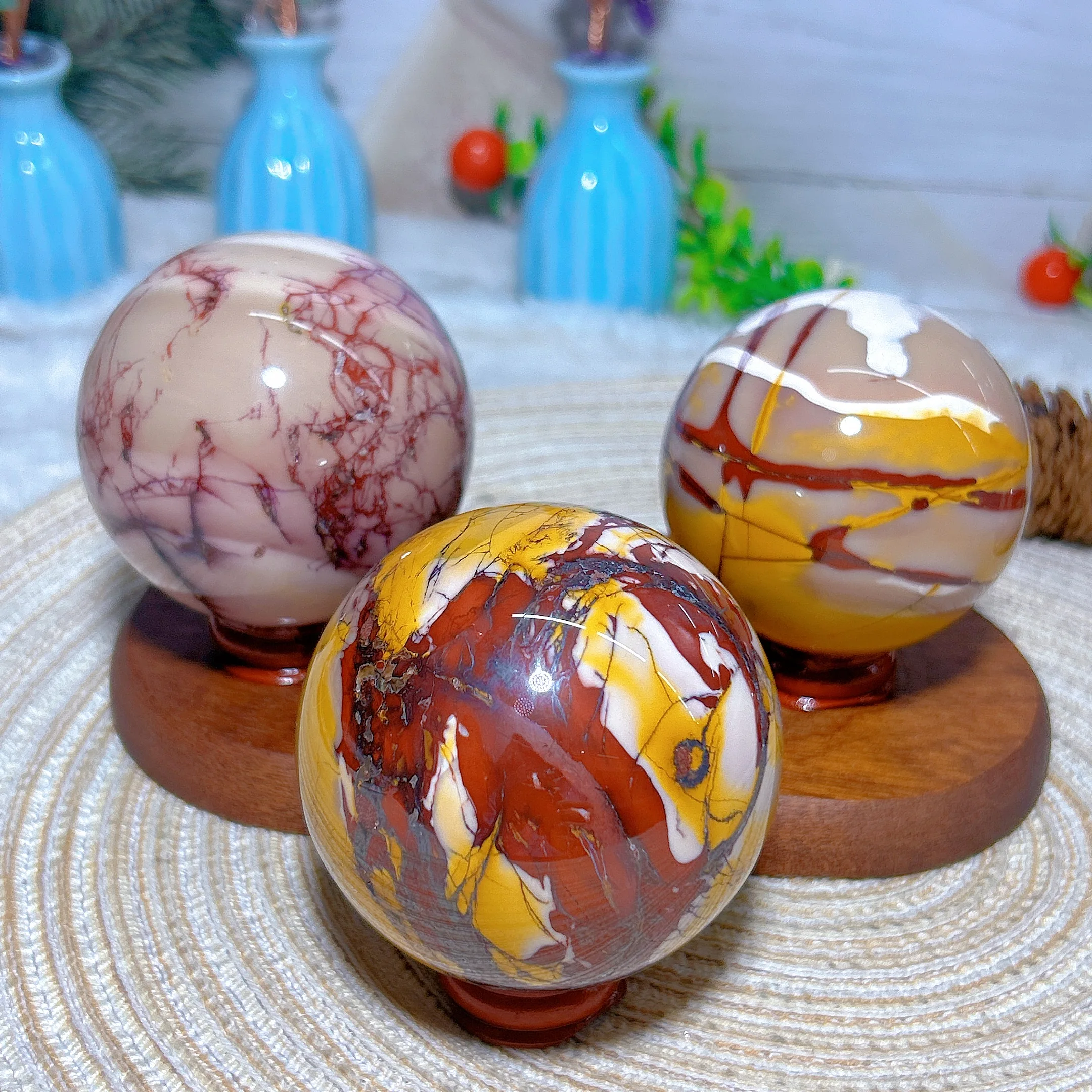 Natural Crystals Mookaite Sphere Ball Colorful Bounding High Quality Gemstone Energy Home Decorations Ornamen Room Decor Gift