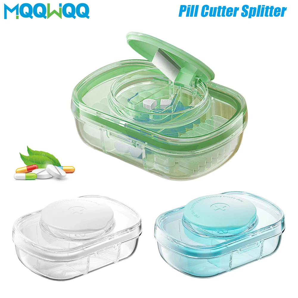 

1PCS Pill Cutter Splitter for Small or Tiny Pills, 2-in-1 Travel Pill Box & Pill Splitter 3 Compartments Organizer