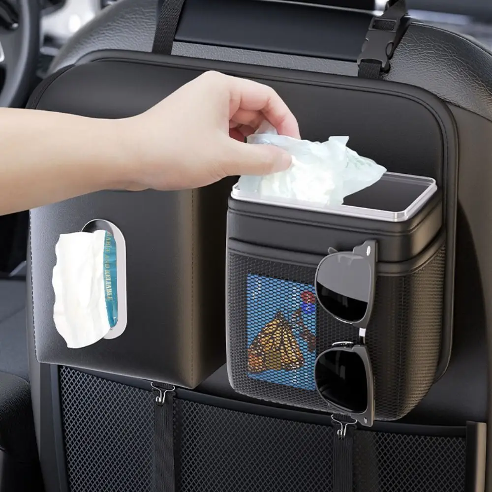 

Hanging type Car Seat back storage bag Save space high-capacity Tissue Storage Container Nappa wear-resisting Car Waste Can