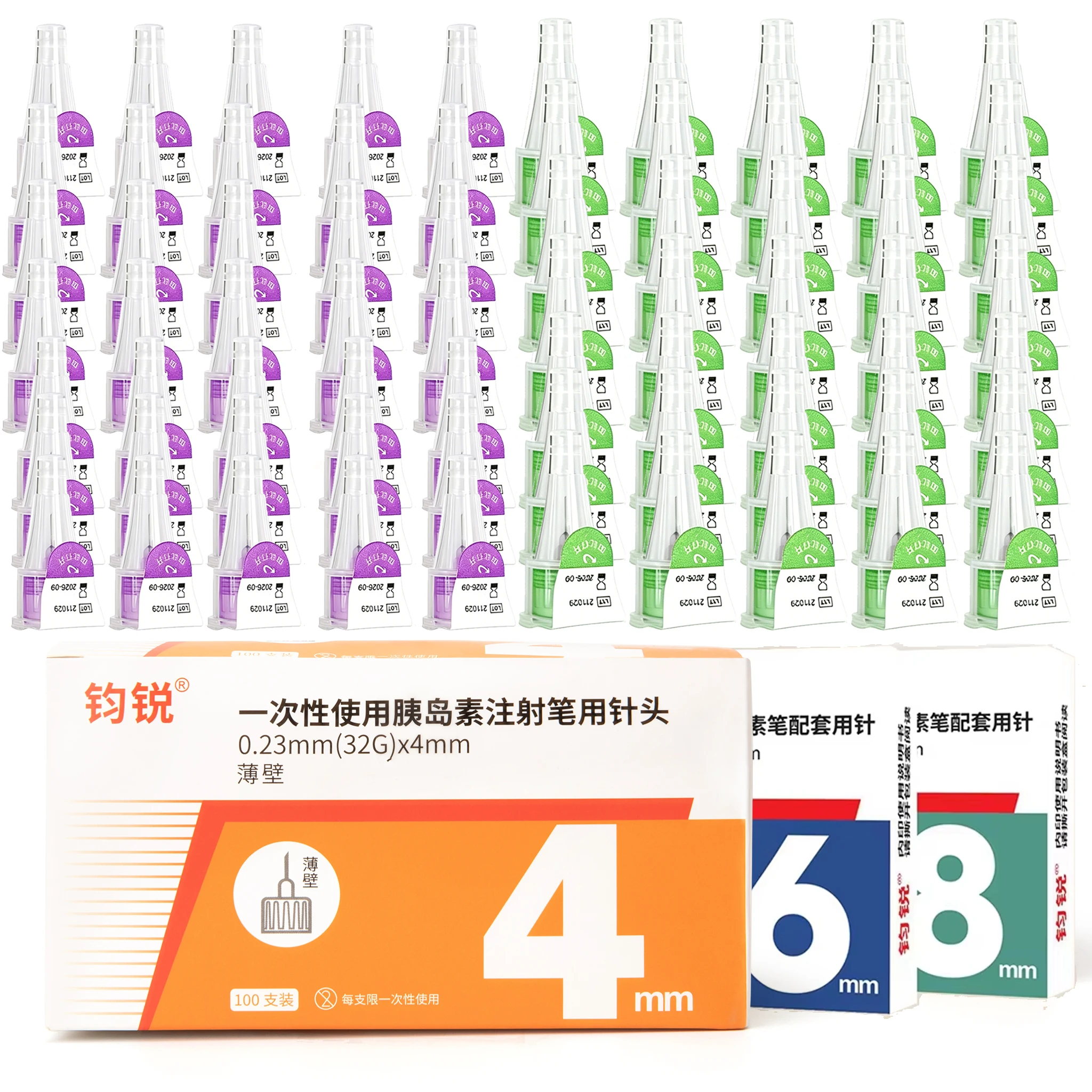 100PCS Pen Needles for Insulin Injection - 4/5/6/8mm, Universal Fit for Insulin Pens, Blood Glucose Management Accessories