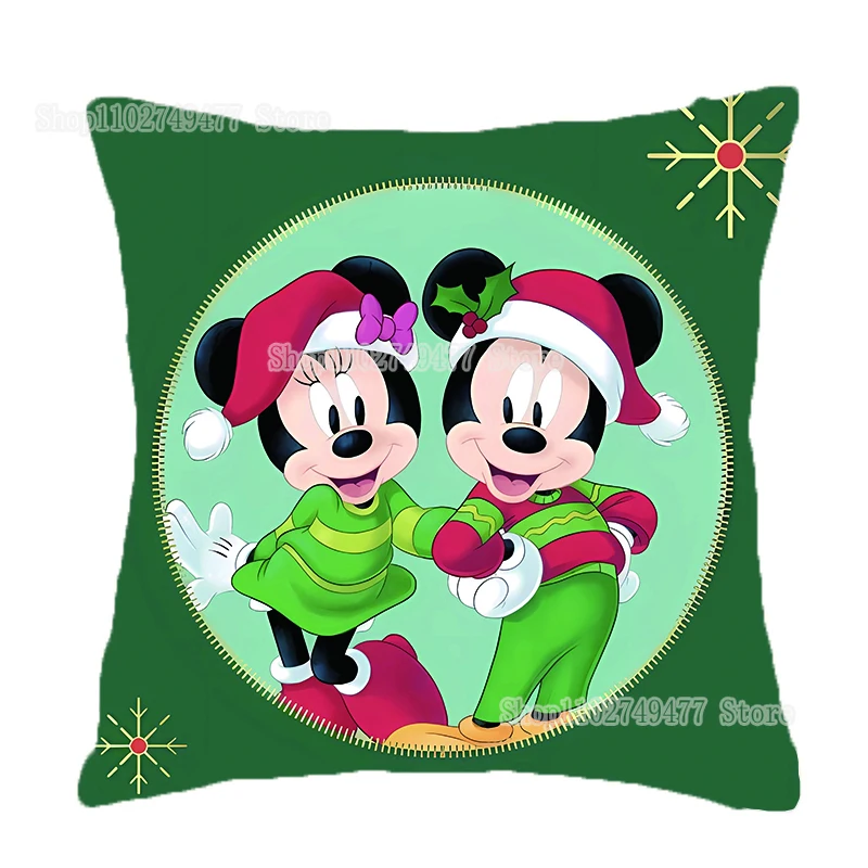 Christmas Disney Mickey Mouse Square Pillowcase Cartoon Cute Sofa Bed Car Decoration Pillow Xmas Atmosphere Dress Up