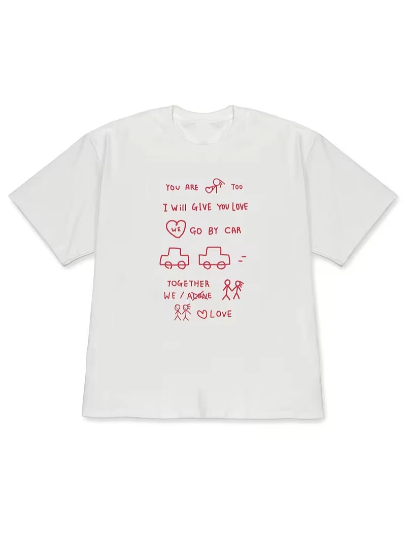 Hand-Painted Little House Tomato Graphic T-Shirt, Cute 