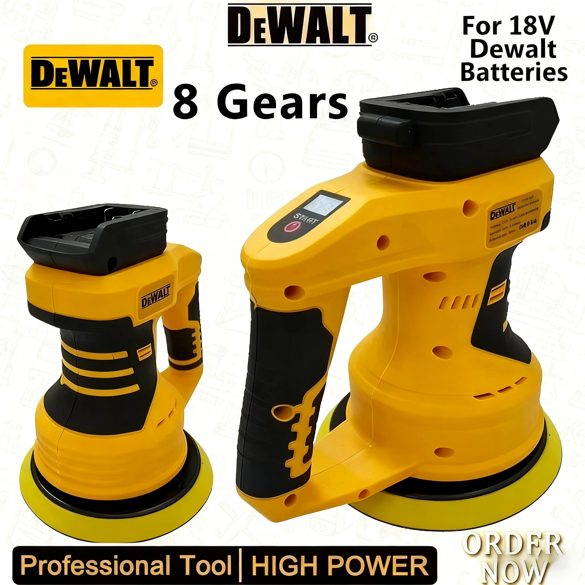 

Беспроводная полировальная машинка Dewalt с 8 скоростями, регулируемая, для авто, электрическая, для воскования, шлифовки, нанесения герметика и глазури, с аккумулятором 20В