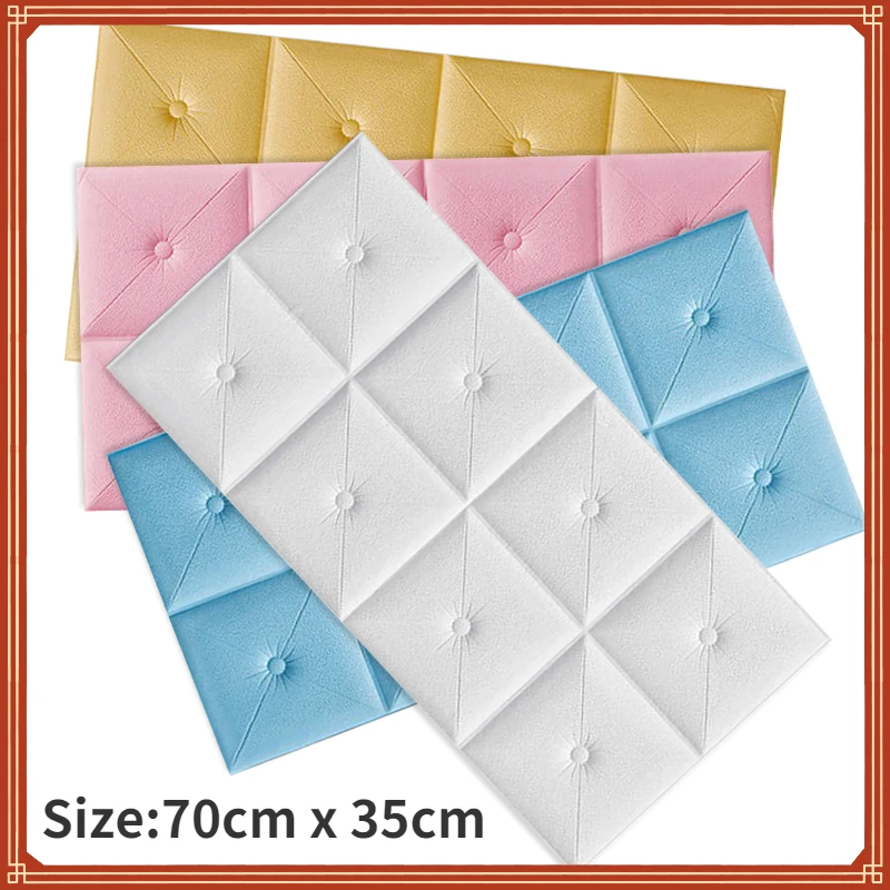 Soft Package Decoration Thick Anti-collision Head Foam Sponge Tatami Bed Cushion Self-adhesive 3D Wall Sticker For Children Room