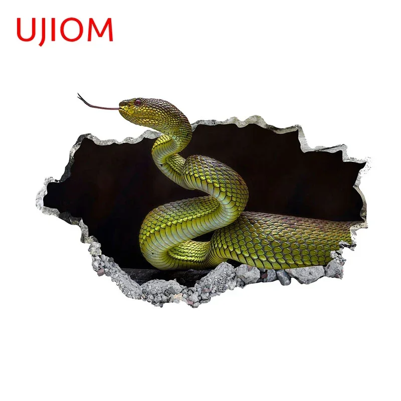 UJIOM 13cm X 8.3cm 3D Snake Tear Wall Stickers Personality Creativite Living Room Bathroom Decal Chambre Decoration Mural