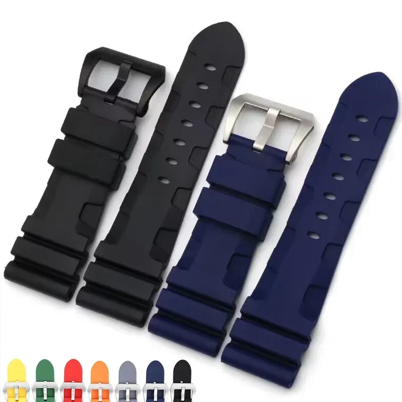 Silicone Strap 22mm 24mm 26mm Soft Rubber Waterproof Watchband for Panerai SUBMERSIBLE PAM441 359 Pa111 Bracelet Sport Wristband