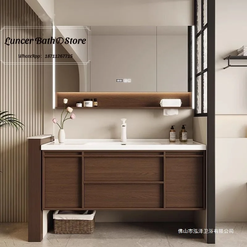 Medieval style bathroom cabinet combination ceramic integrated basin new simple bathroom hand wash washbasin cabinet