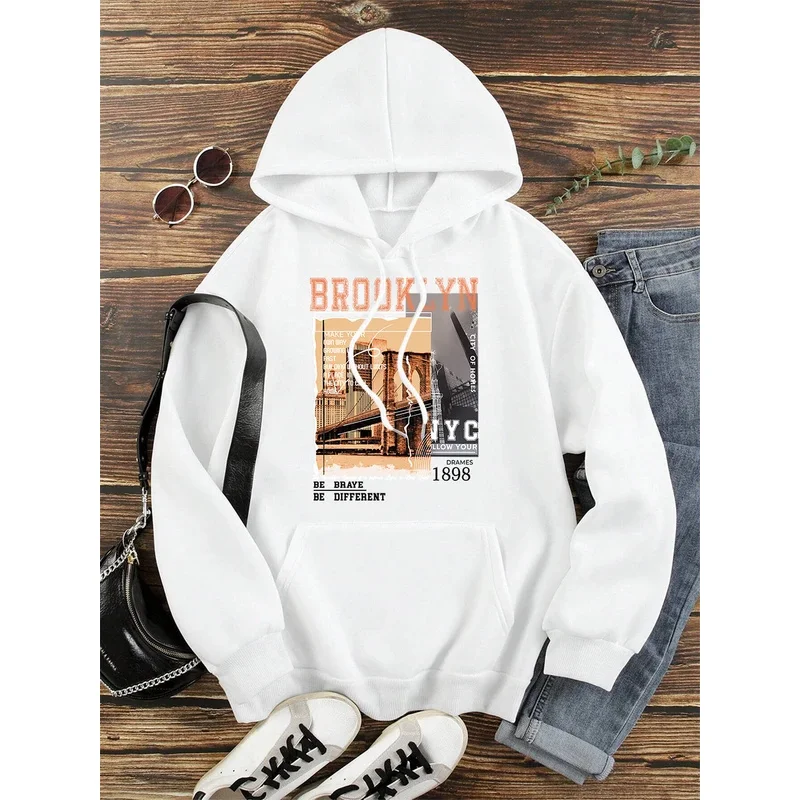 Brooklyn 1898 Nyc Be Different Hoody Men Women Harajuku Cute Clothes Personality Casual Sweatshirt Fleece Pullover Couple Hoodie