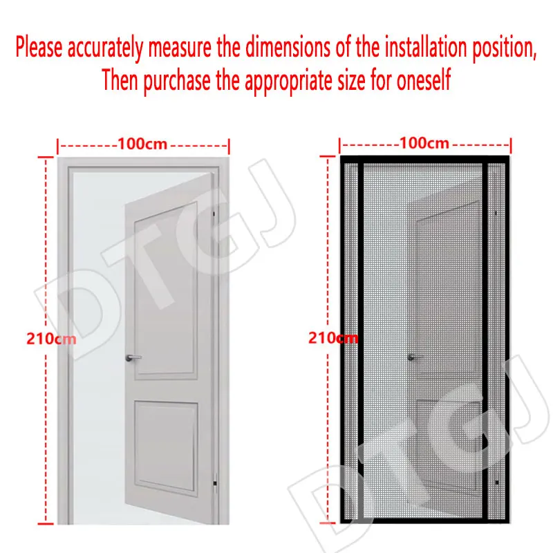 DTGJ Magnetic Mesh Screen Doors Mosquito Net Anti Fly Insect Door Mesh Open from Side 2 Automatic Closing Size Can Be Customized