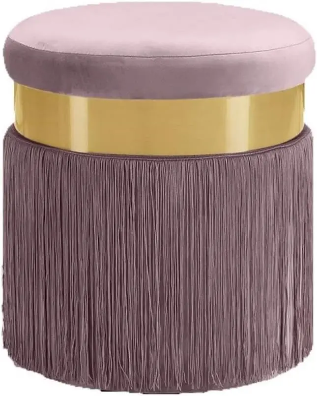 

Yasmine Collection Modern | Contemporary Velvet Upholstered Ottoman/Stool With Gold Finished Stainl Steel Band, 15.5"" W X