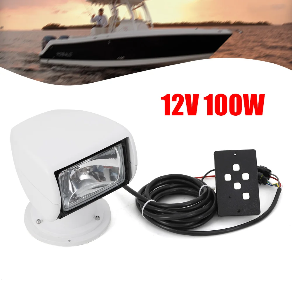 100w Spotlight Marine Remote Controlled Boat SearchLight 12v 360° Waterproof Degree Rotate Omnibearing Lighting Marine Spotlight