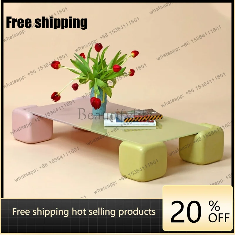 XX Nordic simple small apartment bed and breakfast living room glass coffee table