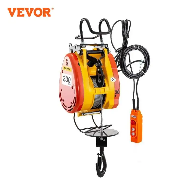 VEVOR 230Kg/507LBS Electric Hoist Crane with 30M Rope Wire and Wired Remote Control Portable Lift Winch Remote Control Auto Lift