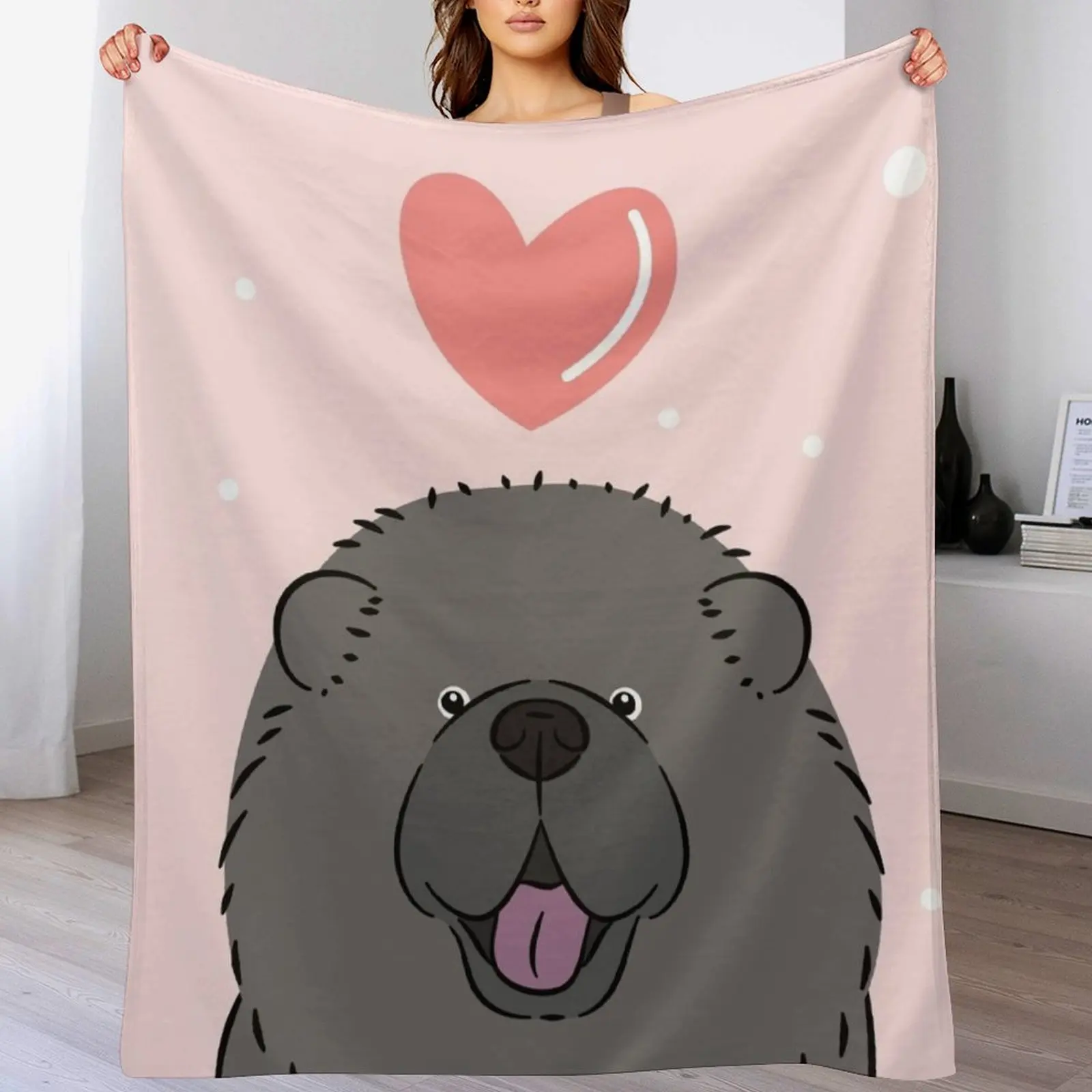 

Love Black Chow Chow Throw Blanket Soft Beds Luxury Throw warm winter Hairy Blankets