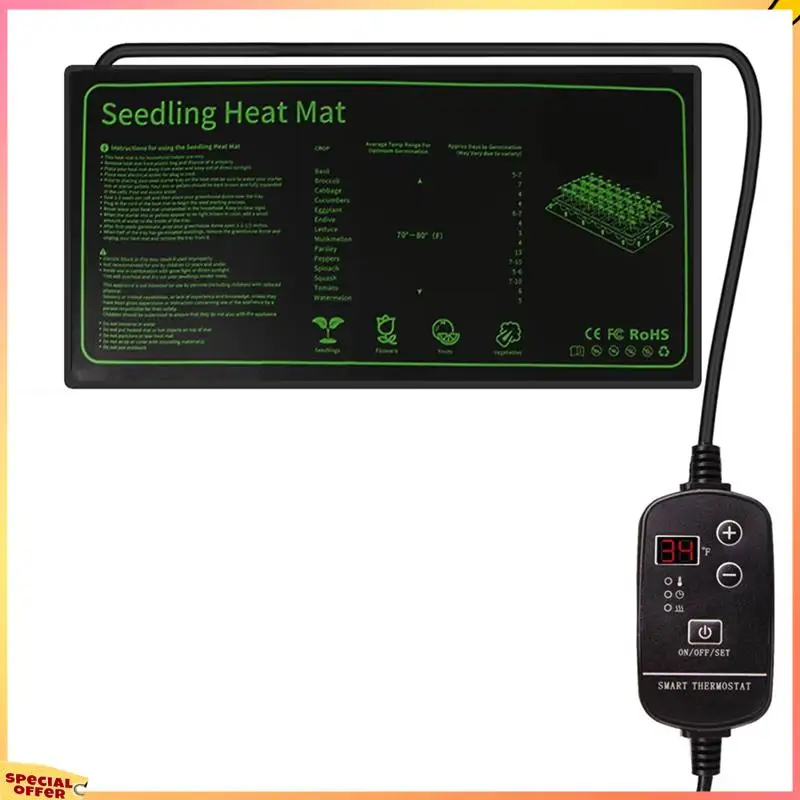 ABFI Graphen-Sämling-Heizmatte mit verstellbarem Thermostat für Samen, Keimung, Pflanzen, Kinderzimmer, Wachsen, Heizkissen, EU-Stecker