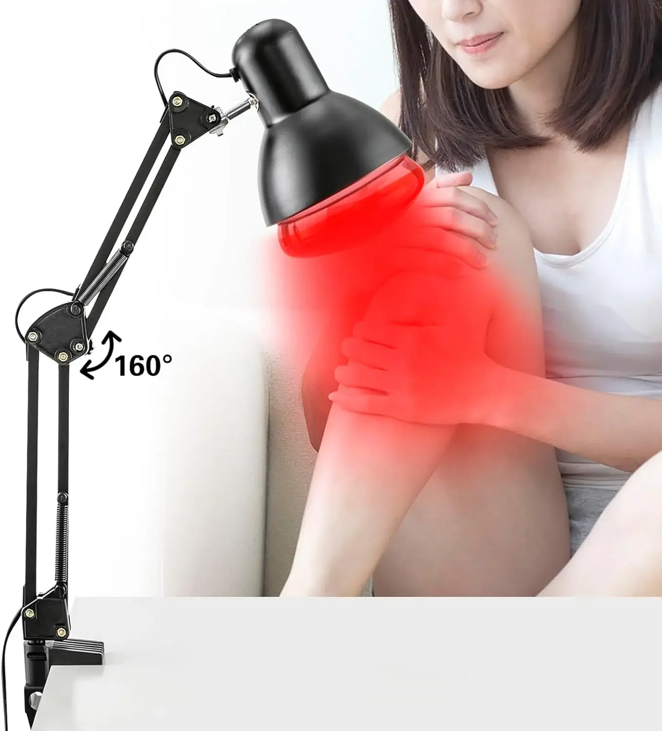 150W infrared heat lamp, infrared lamp red light with clip-on infrared folded lamp for physical therapy