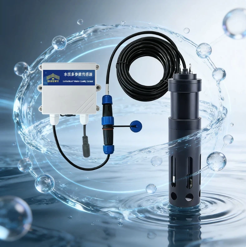LoRaWAN 8-in-1 Water Quality Monitor Multi-Parameter EC/DO/PH/Temp/COD/Turbidity/NH4-N/ORP Detector for Remote Monitoring