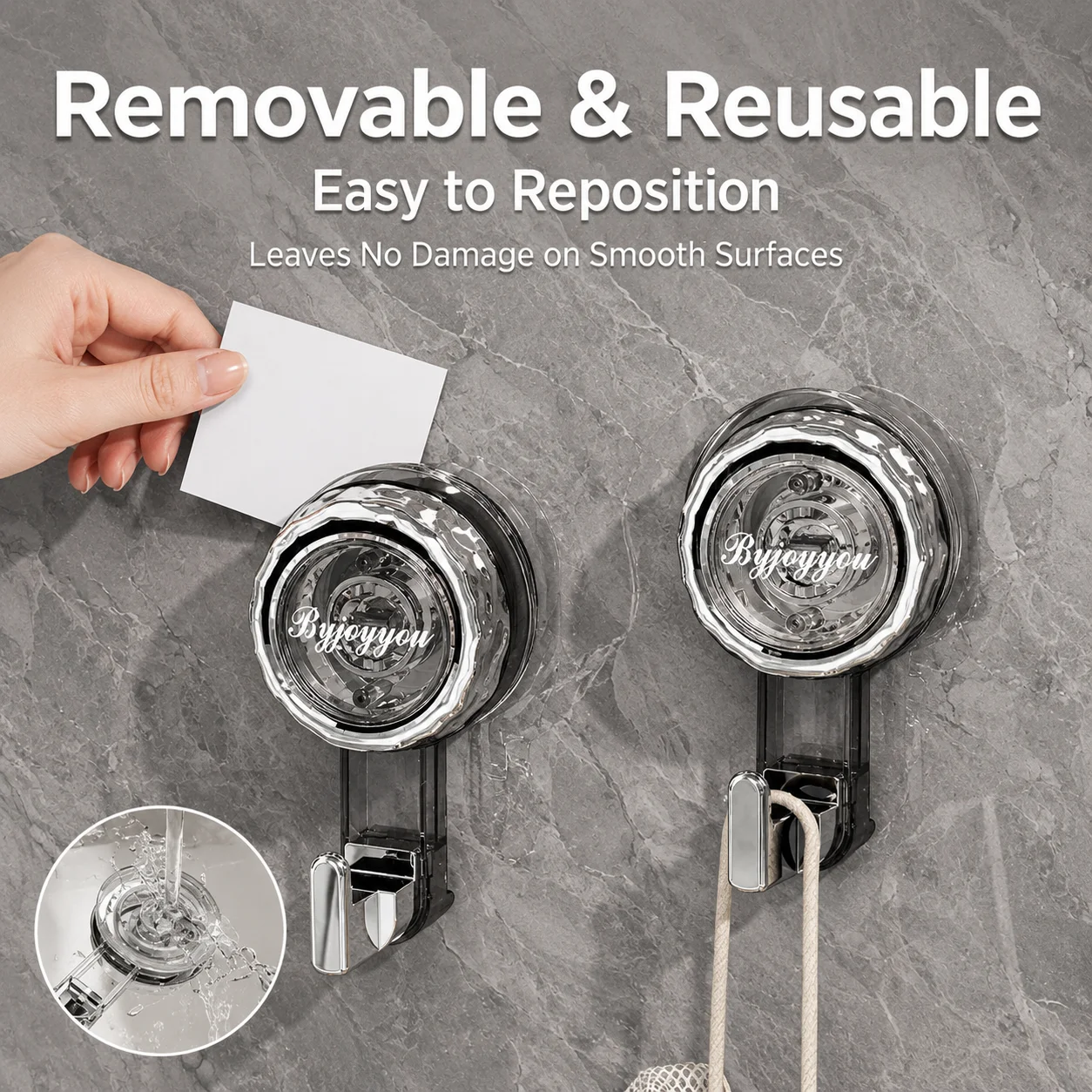 Rotating Vacuum Suction Cup Hook Punch Free Heavy Duty Reusable Wall Hanger for Kitchen Bathroom Door Clothes view 2