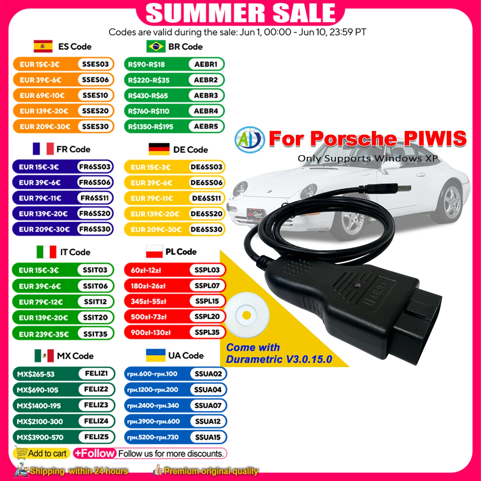 

For Porsche PIWIS OBD2 Diagnostic Tool With Durametric V3.0.15.0 Code Reader for 911 Turbo/Carrera, Boxster, Cayenne, Cayman