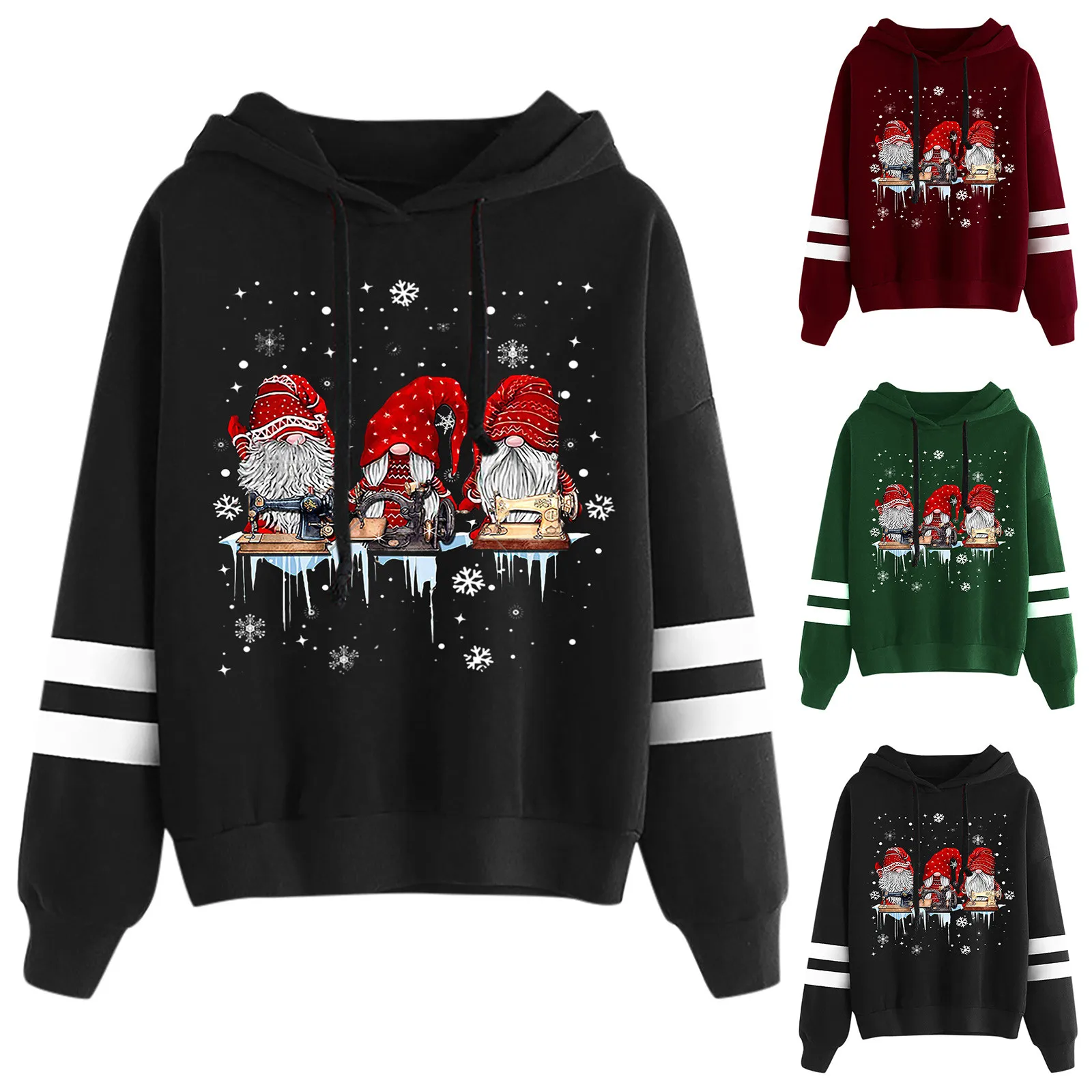 Long Sweatshirt Printed Hooded Gnome Christmas Top Sleeve Women's Women's Hoodies Sweatshirts Bulk Hoodies for Women Long Zip up