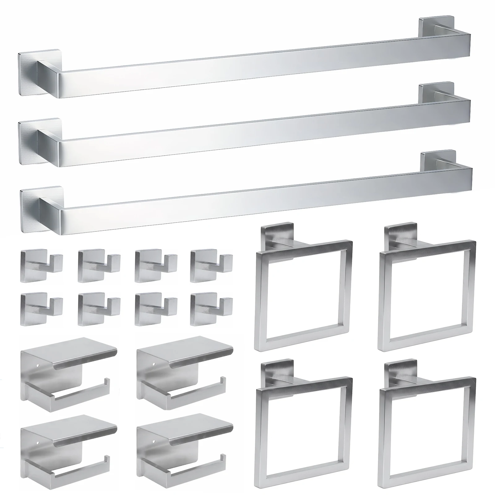 

20-Pieces Stainless Steel Bathroom Accessories Set Bathroom Accessories Towel Bar Set Towel Rack/Ring/Hook/Toilet Paper Holder