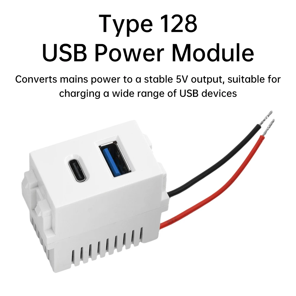 5V2.1A Type 128 USB Power Module 220V Socket Dual Port USB+Type C Charging Socket Module Switching Power Supply Modules