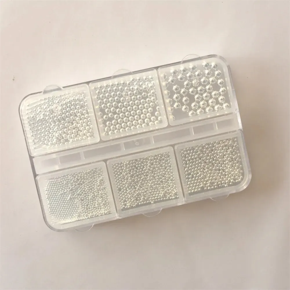 1 pudełko 0.8-3mm mieszane koraliki metalowe małe ozdoby do paznokci urok 3D złoto srebro stop kawior koraliki piłka DIY klejnot dostaw — zdjęcie 4