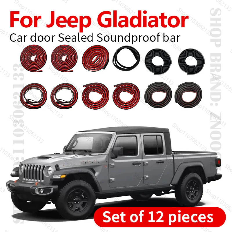 

Для Jeep Gladiator JT уплотнительная лента для двери автомобиля, резиновая двухслойная уплотнительная защита, звукоизоляционная лента, пылезащитная уплотнительная лента, набор из 12 шт.