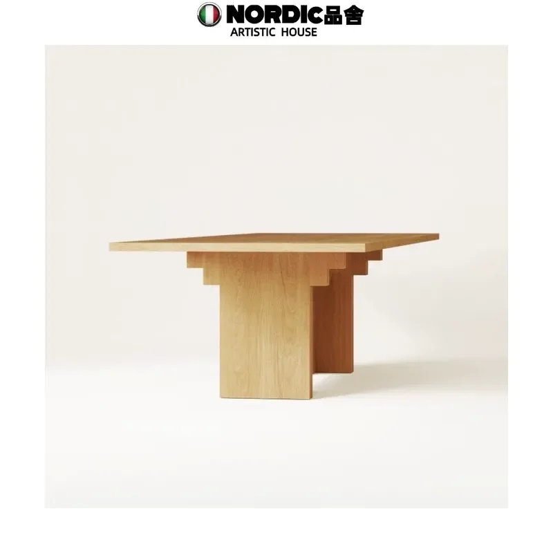 Nordic Style Rectangular Solid Wood Dining Table Retro Wabi Sabi Design Conference Desk for Home Office Furniture