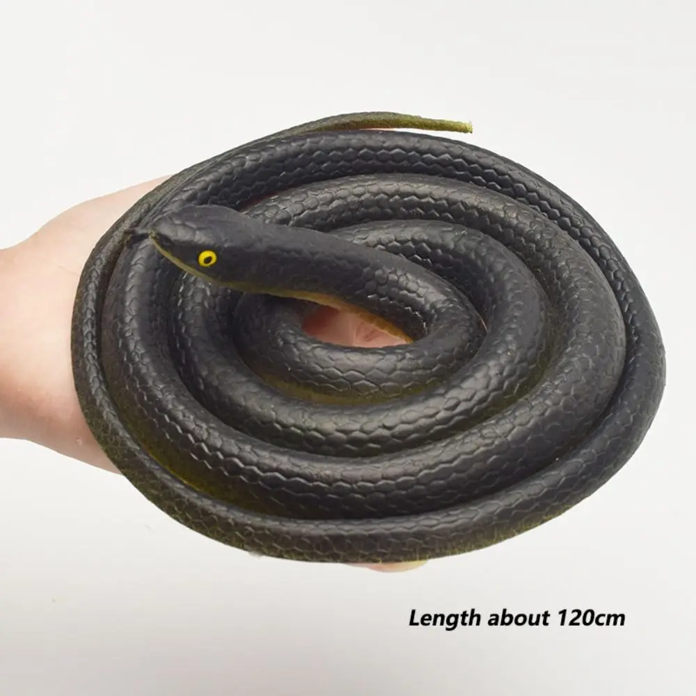 Jouet serpent noir simulé de 120cm, modèle réaliste en caoutchouc souple, faux serpent, accessoires de farces pour fête d'halloween, décor de jardin