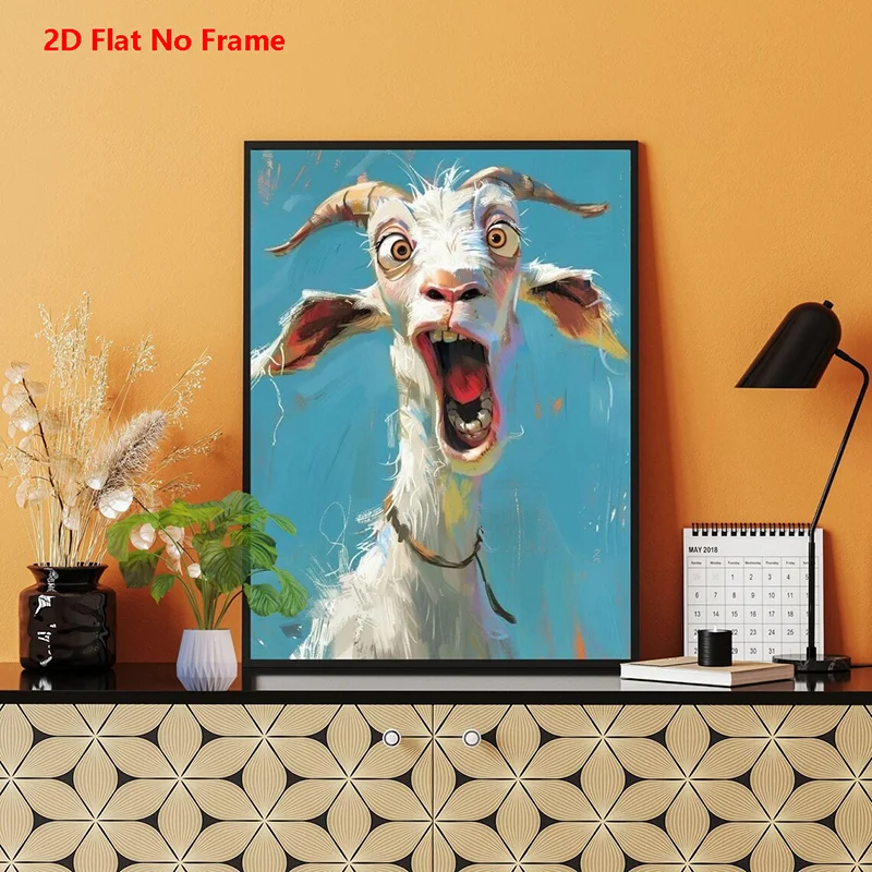 Funny Goat - Unique Style - Poster Canvas Decorative Painting, Suitable for Home Decoration and Gifting to Friends