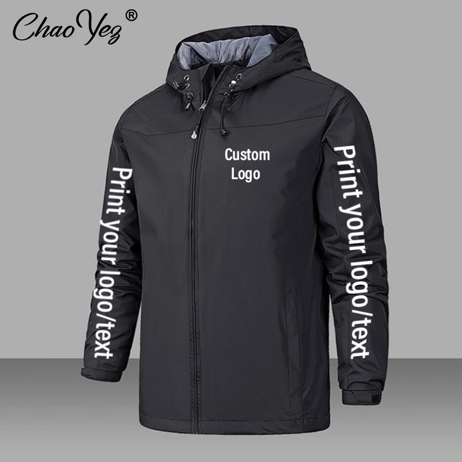 Autumn Custom Logo Men Jacket Print Brand Zipper Coat Windproof Waterproof Jacket Unisex Outdoor Jackets Sportswear 2024