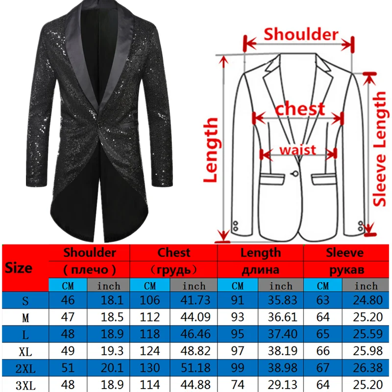 Gold Sequin Suit Jacket Men\'s, Performance/Party Dress Coats, Red Silver Male Blazers, Purple White Black Collar Tuxedo