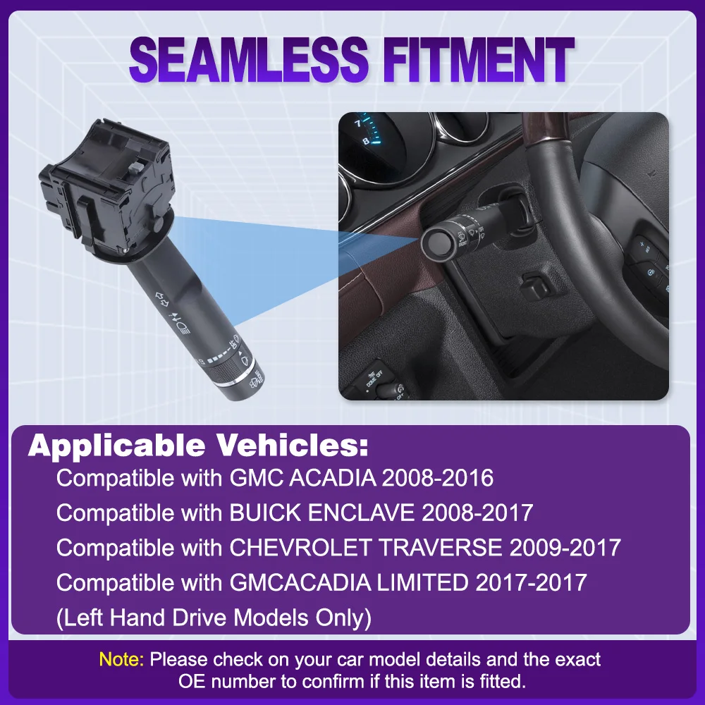 Car Headlight Fog Light Turn Signal Switch Stalk Combination Switch for BUICK ENCLAVE CHEVROLET TRAVERSE GMC ACADIA 2009-2017
