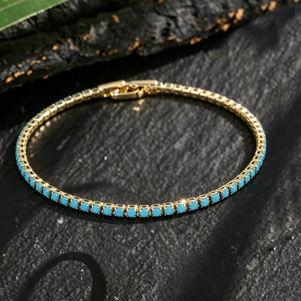 ZAKOL 2mm Round Zirconia Tennis Bracelet Trendy Punk Shiny Crystal Zircon Hip Hop Bracelets Hand Streetwear Jewelry