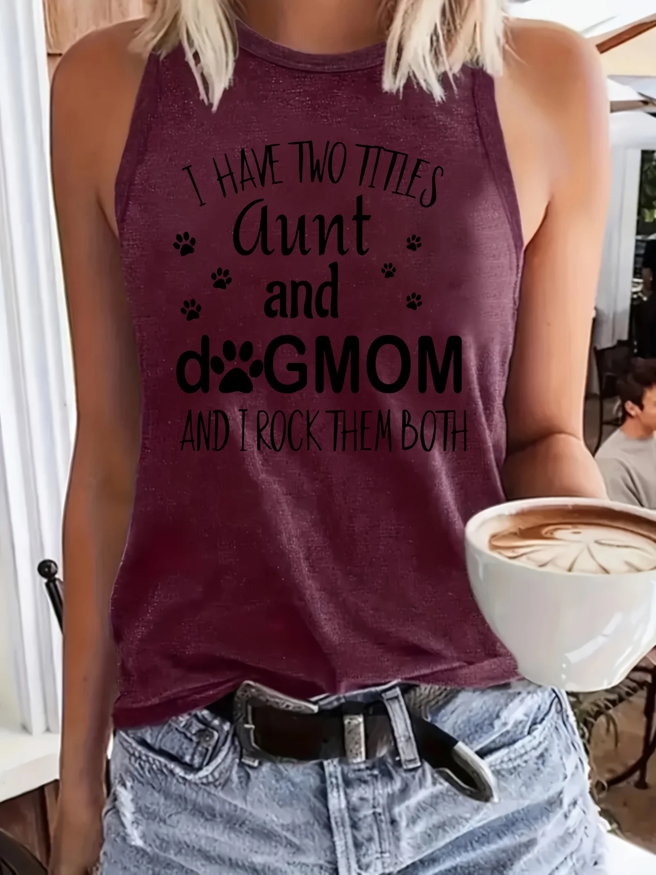 Women's plus size tank top I Have Two Titles Aunt And Dogmom And I Rock Them Both Mother's Day gift Sleeveless casual style top,