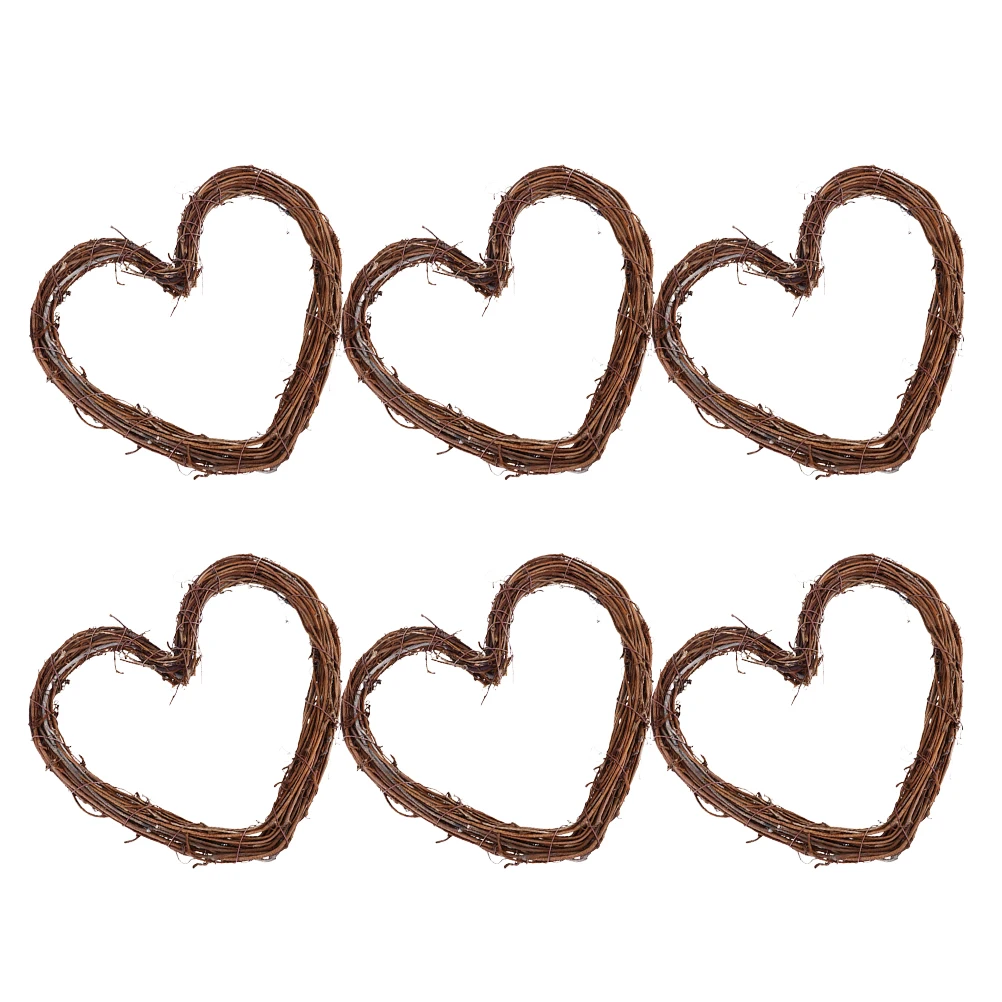 

6 Pcs Vinegarwood Heart Shaped Wreath Hanging Decor DIY Frame Garland Accessory