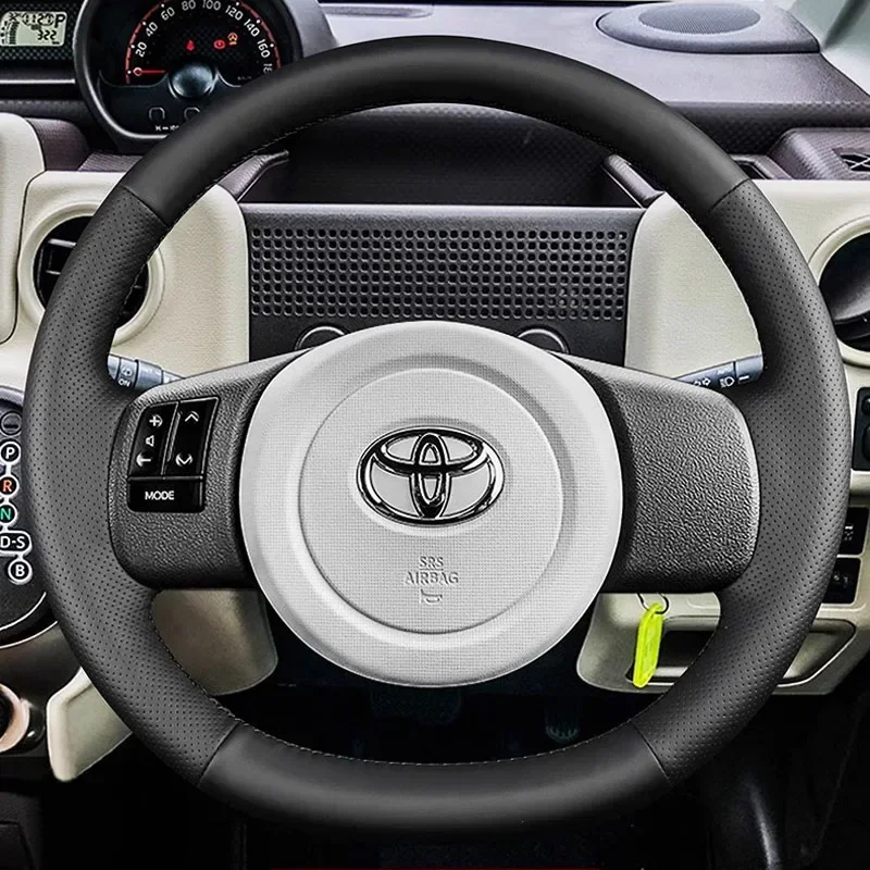 For Toyota Spade Porte 2015 Car accessories Hand Stitched black wear-resisting Genuine Leather Car Steering Wheel Cover