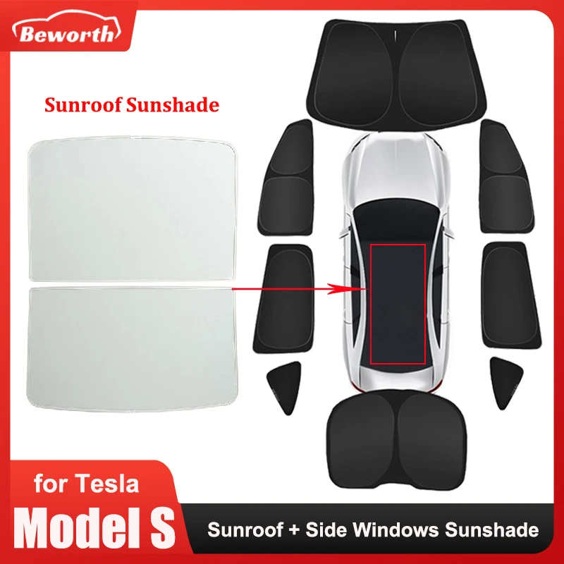 Tenda da sole per Tesla Model S 2023 Finestra laterale Privacy Parasole Pieghevole Lucernario Cieco Tetto apribile Ombreggiatura Net Modelli