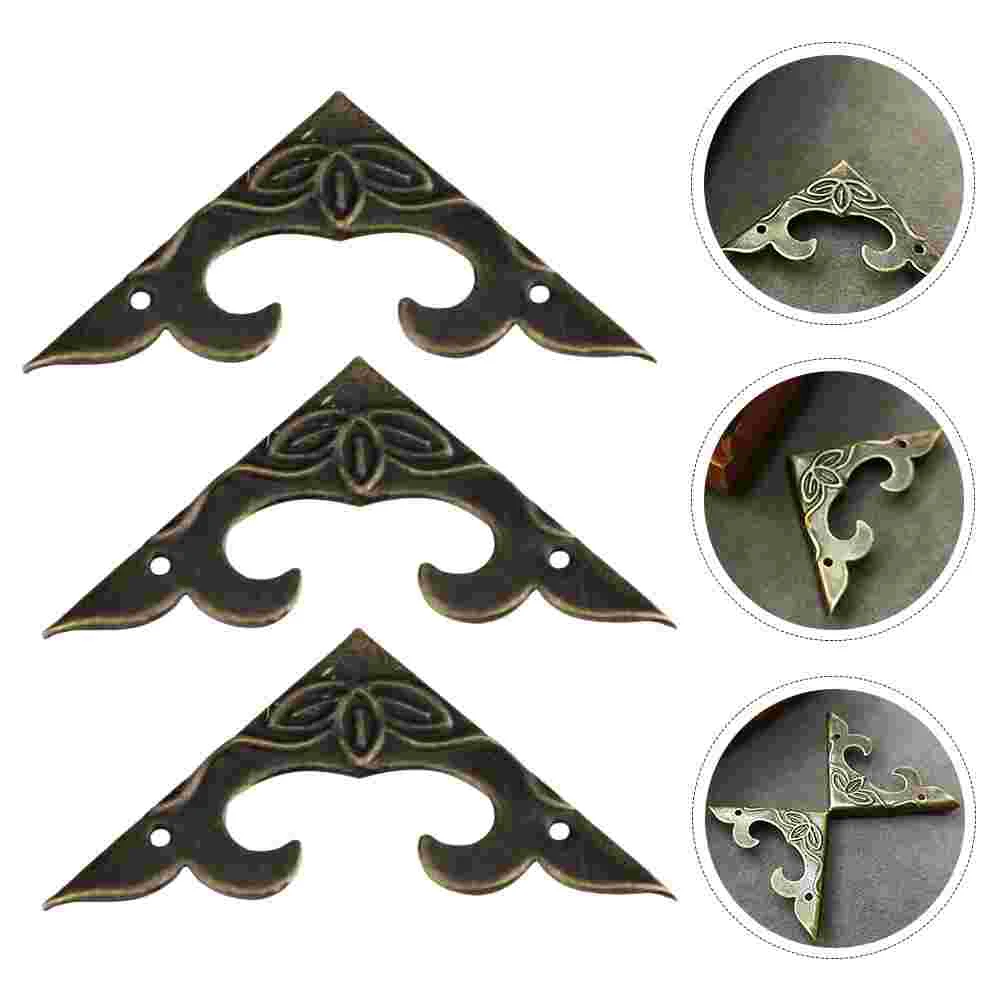 20 Pcs Triangular Corner Buckle Protector Triangle Carved Guard Furniture Decor Cover Retro Decorative Guards Wooden Box