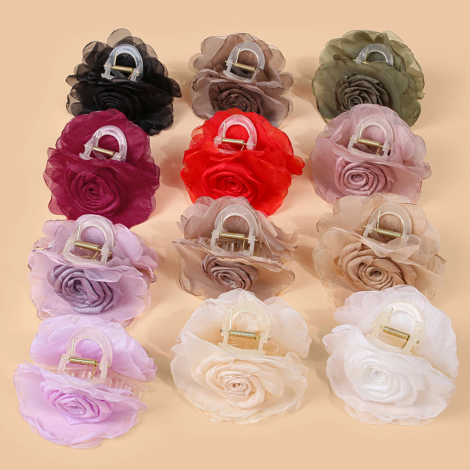 

3 шт., сетчатый захват с цветком розы для девочек, нежный элегантный изящный зажим для волос для детей, женщин, повседневные вечерние аксессуары для волос