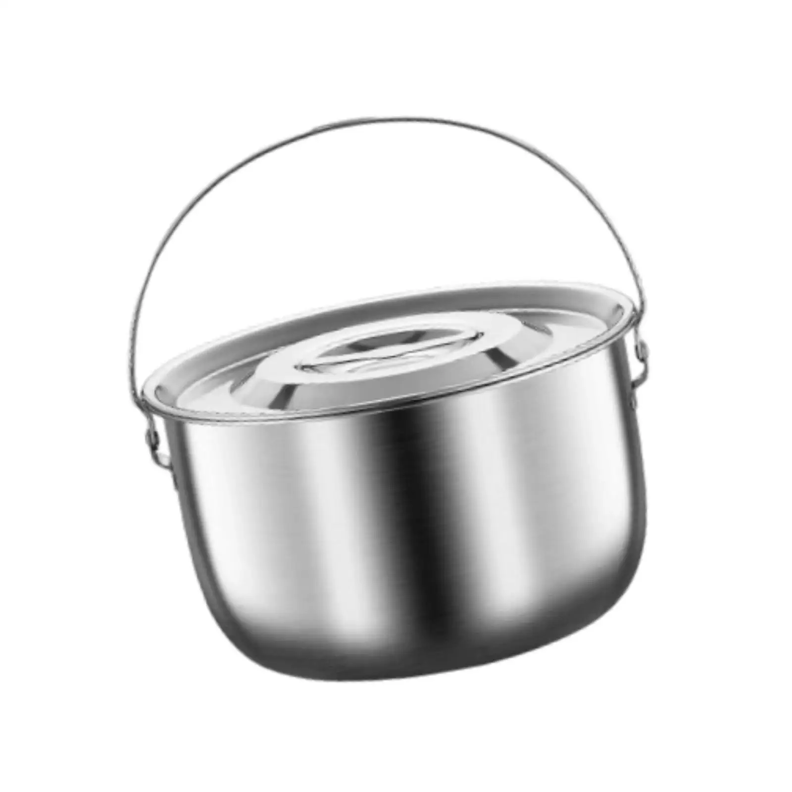 Portable Stainless Steel Stew Pot with Lid Soup Oil Basin for Efficient Home or Camping Cooking