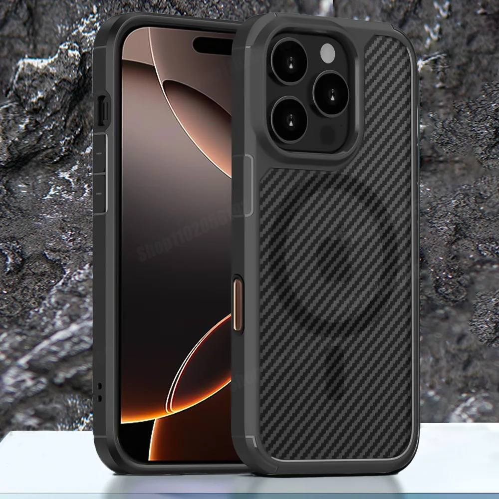 Funda de teléfono de fibra de carbono mate para iPhone 16 Pro Max Funda para iPhone 15 14 13 12 11 Pro Max para Funda de carga inalámbrica Magsafe