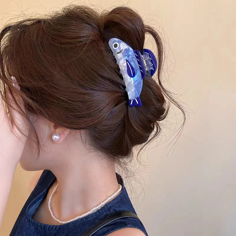 1/2pcs New creative ocean sardine clip hair clip cute texture shark clip ponytail clip hair ornaments female image 2