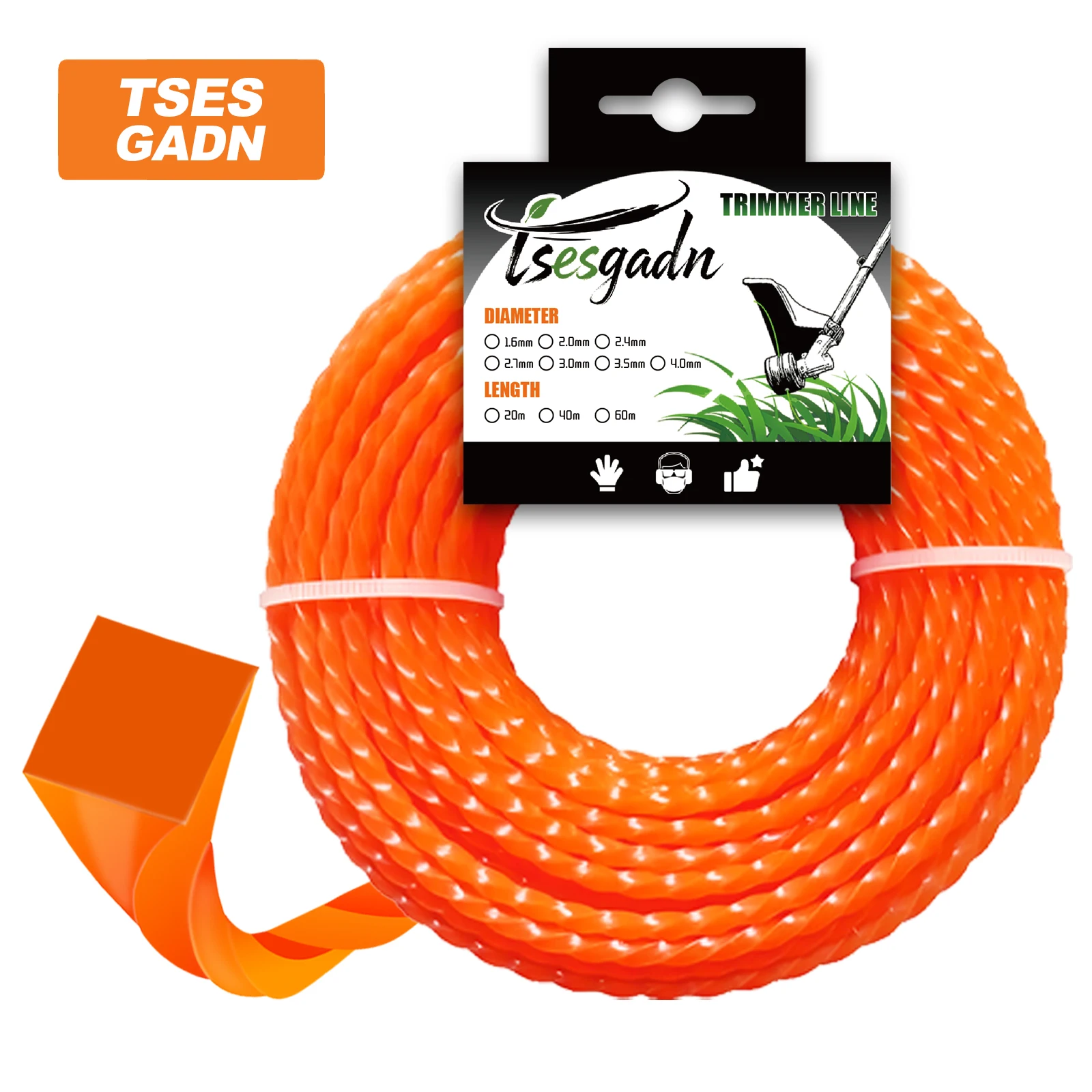 TSES 15m～116m Mowing Nylon Grass Twisted Trimmer Line 1.6mm～4.0mm Brush Cutter Strimmer Line High-Efficiency Brushcutter Line