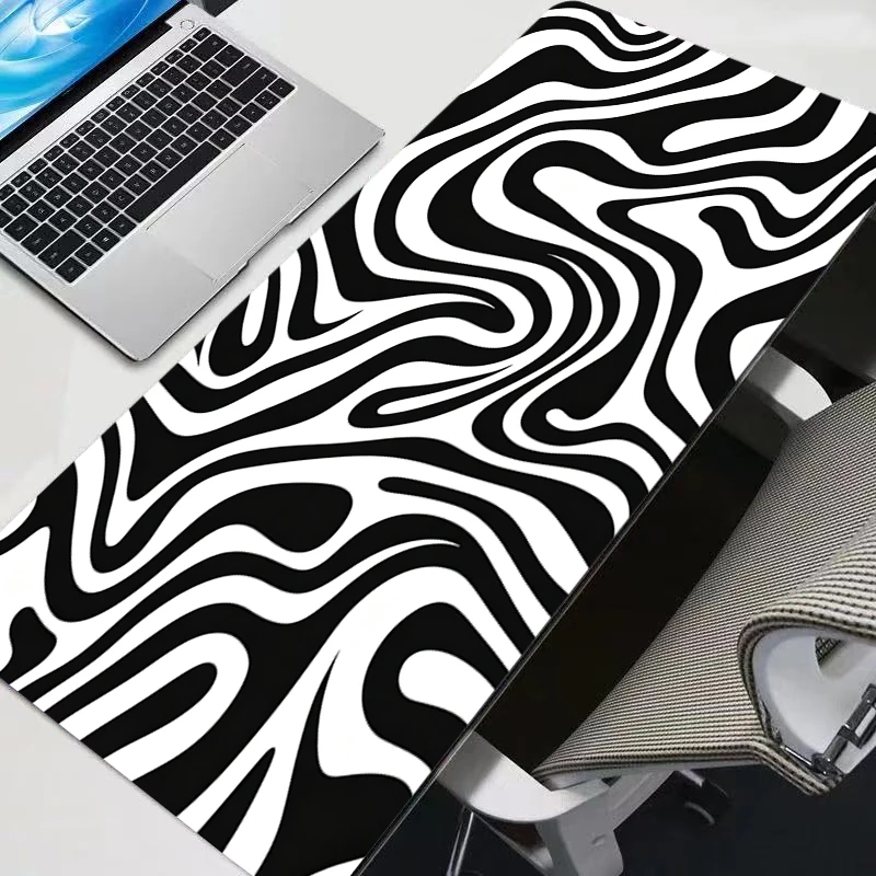 Mouse Pad Black and white waves Gamer Large XXL Keyboard Desk Mouse Mat Carpet Rubber Tapis Souris Gaming Notbook Mousepad
