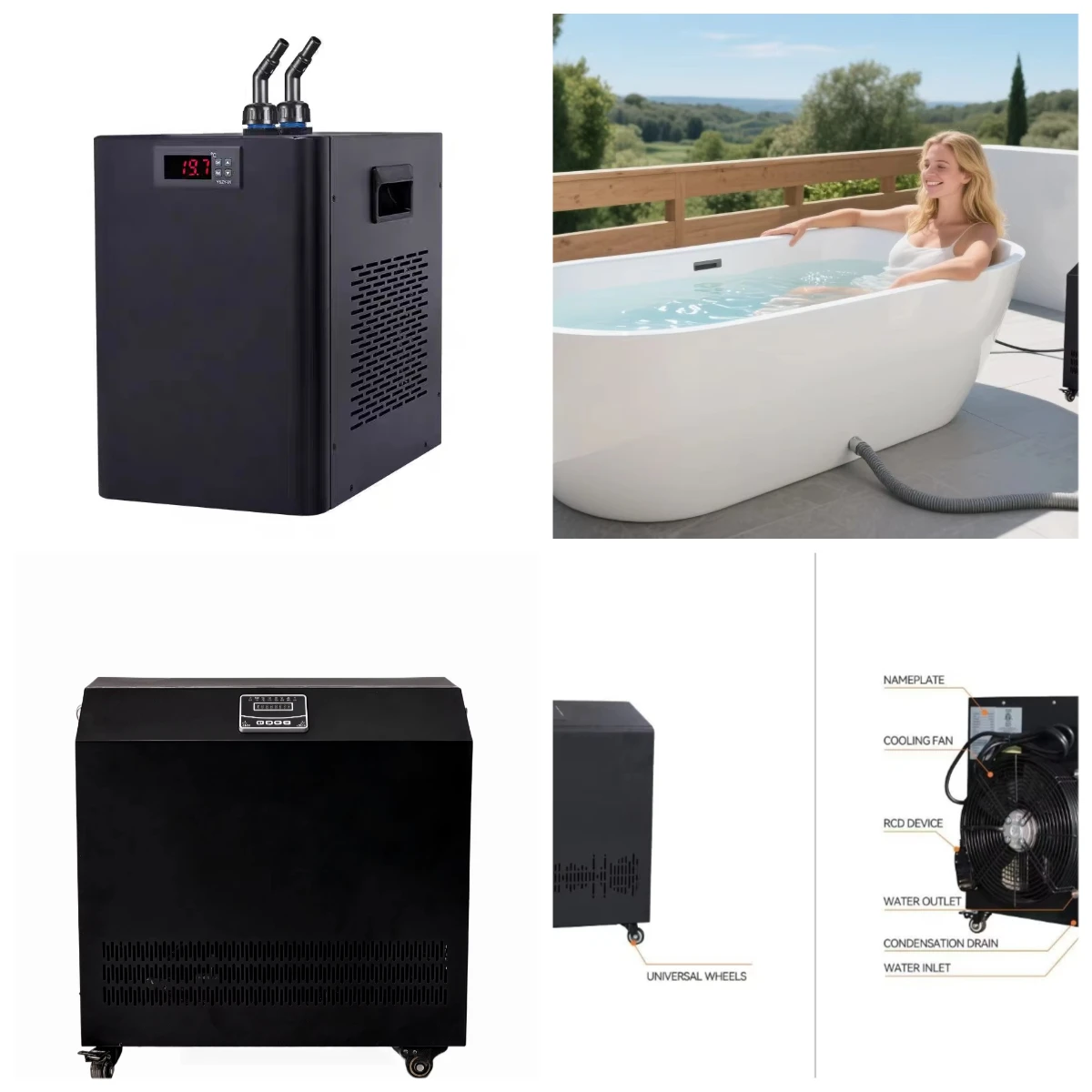 High Power Ice Bath Cooling Unit 1HP 2HP 3HP Cold Plunge Chiller for Sports Recovery
