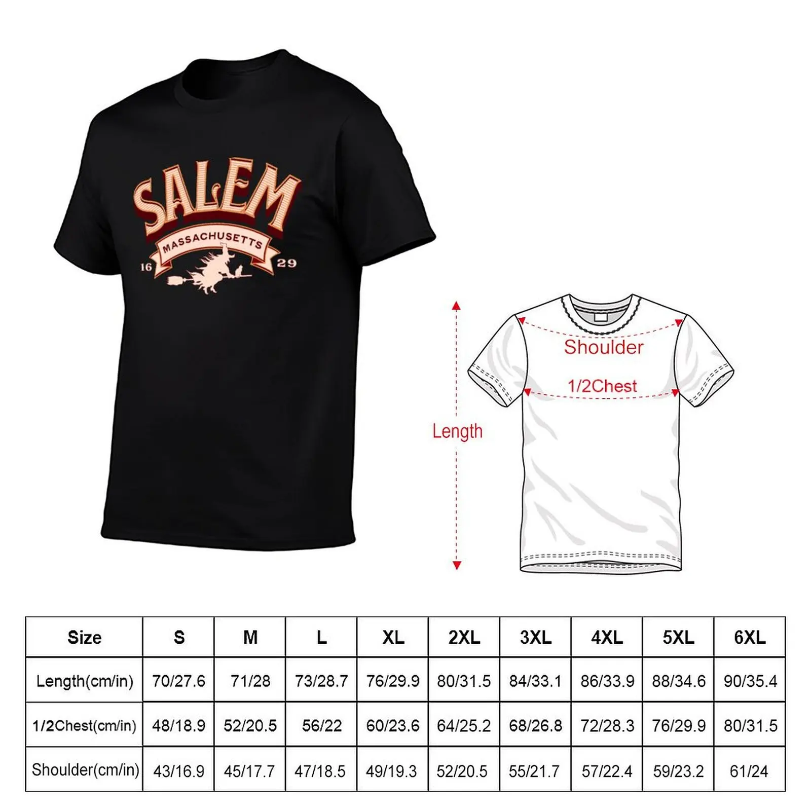 Salem Massachusetts Vintage Witch Logo T-Shirt t shirts for man graphic tees t shirt man cotton T-Shirt