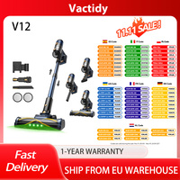 Vactidy V12 Cordless Vacuum Cleaner, 450W Motor, 50000Pa Suction, 2-in-1 Wet Dry Vacuum, 150-Min Runtime, LED Display, 0.5L Dust